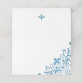 Regency French Blue Fleur de Lis Pattern Wedding Plaatskaartje (Buitenkant ongevouwen)