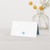 Regency French Blue Fleur de Lis Pattern Wedding Plaatskaartje (Achterkant)