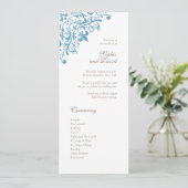 Regency French Blue Fleur de Lis Pattern Wedding Programmakaart (Staand voorkant)