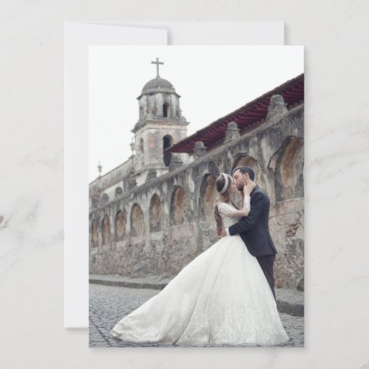 Regency French Blue Fleur de Lis Wedding Photo Bedankkaart (Voorkant)