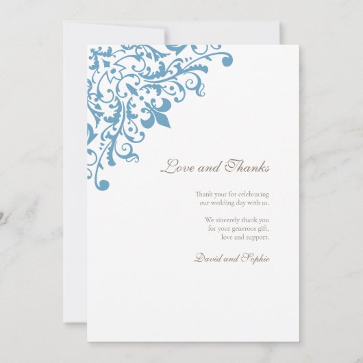 Regency French Blue Fleur de Lis Wedding Photo Bedankkaart (Achterkant)