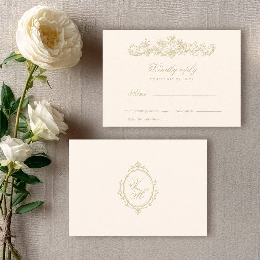 Regency Garden Vintage Classic Romantic Wedding RSVP Kaartje