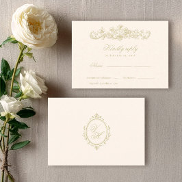 Regency Garden Vintage Klassieke Romantische Bruil RSVP Kaartje
