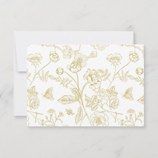 Regency Gouden Allergie Dieet Beperking Bruiloft RSVP Kaartje (Achterkant)