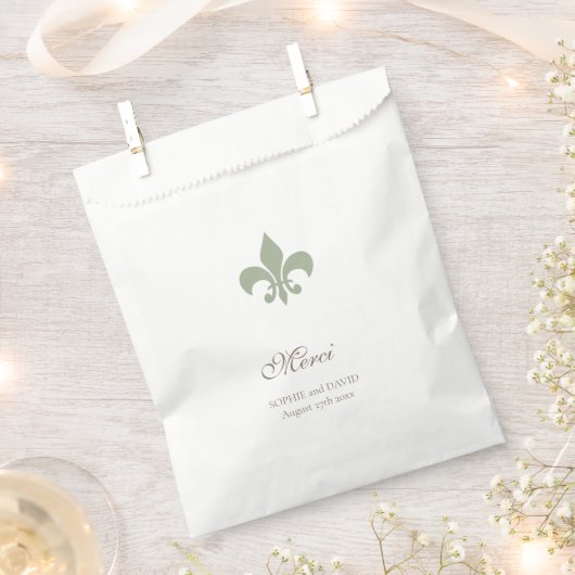 Regency Groen Frans Fleur de Lis Bruiloft Merci Bedankzakje (Geknipt)