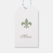 Regency Groen Frans Fleur de Lis Merci Bruiloft Cadeaulabel (Voorkant)
