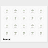 Regency Groen Frans Fleur de Lis Merci Bruiloft Ronde Sticker (Vel)