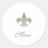 Regency Groen Frans Fleur de Lis Merci Bruiloft Ronde Sticker (Voorkant)