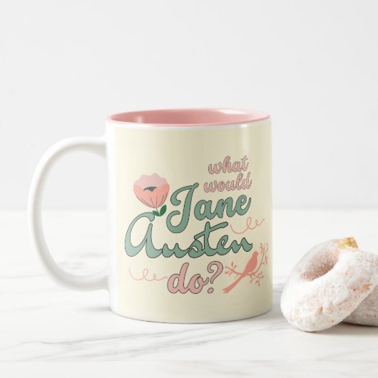 Regency Jane Austen Romantisch Tweekleurige Koffiemok (Met donut)