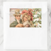 Regency Kerstmis Paar  Stijl Gifts Rechthoekige Sticker (Tas)