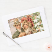 Regency Kerstmis Paar  Stijl Gifts Rechthoekige Sticker (Envelop)