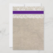 Regency Lace Burlap Bruids Douche Uitnodiging (Achterkant)