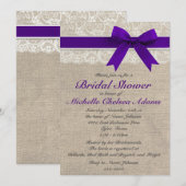Regency Lace Burlap Bruids Douche Uitnodiging (Voorkant / Achterkant)