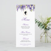  Regency Lady Paarse Wisteria Vrijgezellenfeest Menu (Staand voorkant)