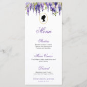  Regency Lady Paarse Wisteria Vrijgezellenfeest Menu (Voorkant)