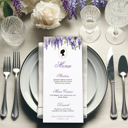  Regency Lady Paarse Wisteria Vrijgezellenfeest Menu
