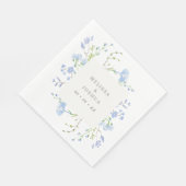 Regency Light Blue Waterverf Florals Wedding Servet (Hoek)