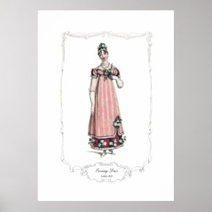 Regency Mode Bord 1815 Avondjurk Londen Poster