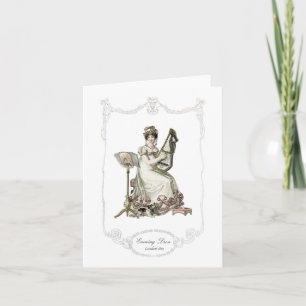 Regency Mode Bord 1819 Notecards Dog Music Kaart