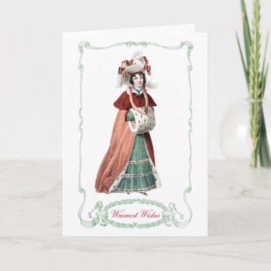 Regency Mode Bord Kerst Kaart Antiek Print (Voorkant)