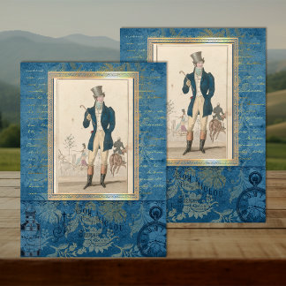 Regency Mode Heren Teal Decoupage Papier