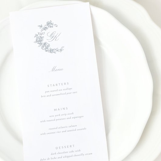 Regency Monogram Bruiloft Menu