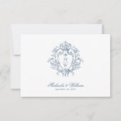  Regency Monogram Crest Elegant Wedding RSVP Kaartje (Voorkant)