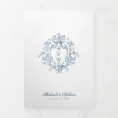  Regency Monogram Crest Foto Huwelijk Drieluik Uitnodiging (Cover)