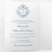  Regency Monogram Crest Foto Huwelijk Drieluik Uitnodiging (Binnenzijde eerst)