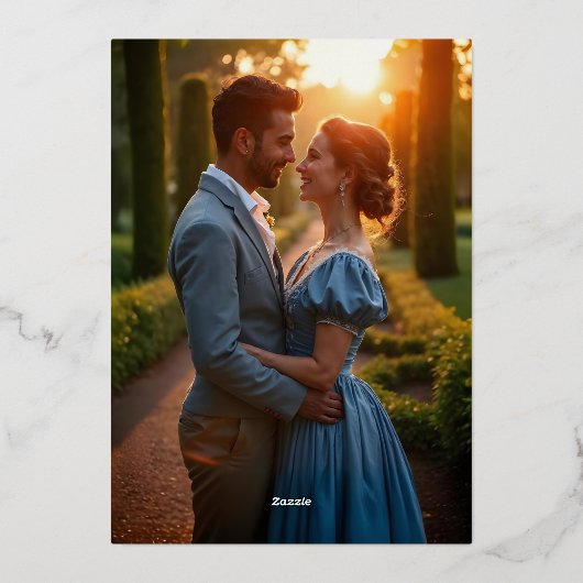  Regency Monogram Crest Foto Huwelijk Folie Uitnodiging (Achterkant)