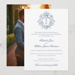  Regency Monogram Crest Foto Huwelijk Kaart