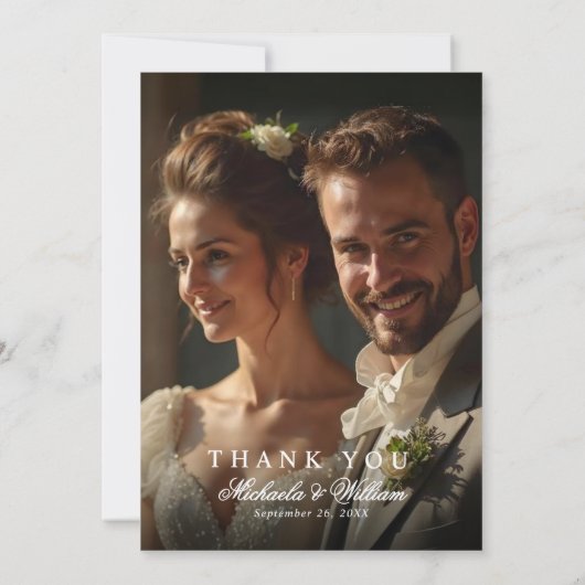  Regency Monogram Crest & Fotobruiloft Bedankkaart (Achterkant)