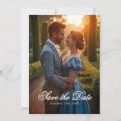 Regency Monogram Crest & Fotobruiloft Save The Date (Achterkant)