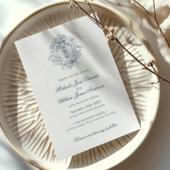 Regency Monogram Crest Niet-Foto Huwelijk Kaart