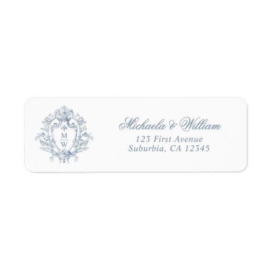  Regency Monogram Crest Retouradres Etiket (Voorkant)