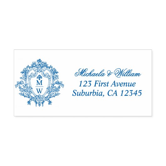 Regency Monogram Crest Retouradres Zelfinktende Stempel (Design)