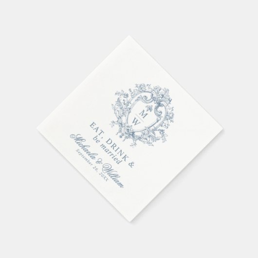  Regency Monogram Crest Wedding Aangepaste tekst Servet (Hoek)