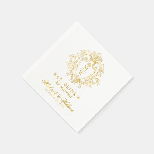  Regency Monogram Crest Wedding Aangepaste tekst Servet (Hoek)
