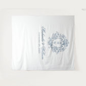 Regency Monogram Crest Wedding Achtergrond Wandkleed (Voorkant (horizontaal))