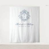 Regency Monogram Crest Wedding Achtergrond Wandkleed (Voorkant)