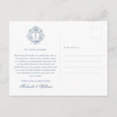 Regency Monogram Crest Wedding Bedankt Briefkaart (Voorkant)