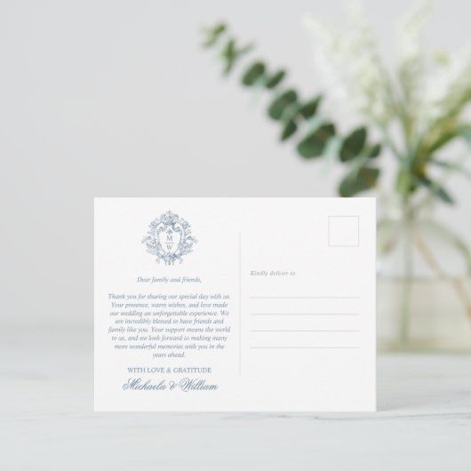  Regency Monogram Crest Wedding Bedankt Briefkaart (Staand voorkant)