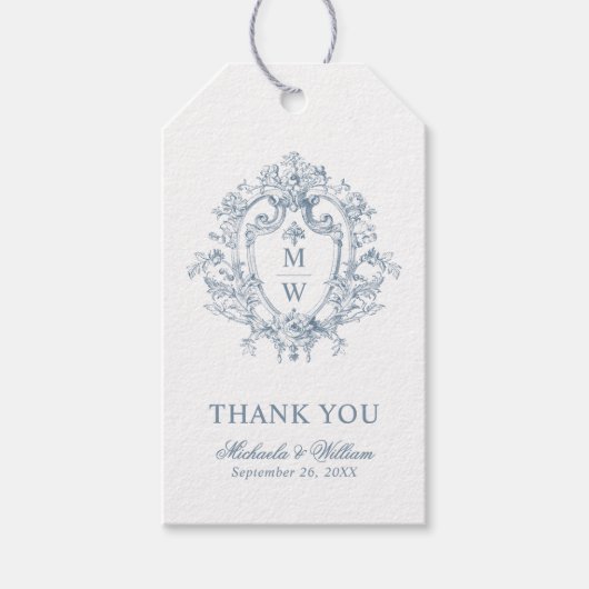 Regency Monogram Crest Wedding Cadeaulabel (Voorkant)