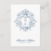  Regency Monogram Crest Wedding Details Informatiekaartje (Achterkant)