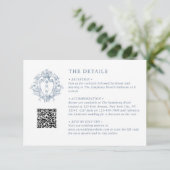 Regency Monogram Crest Wedding Details QR Informatiekaartje (Staand voorkant)
