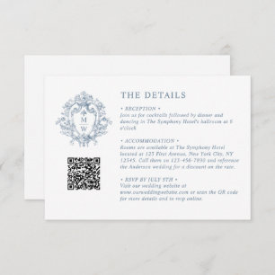Regency Monogram Crest Wedding Details QR Informatiekaartje
