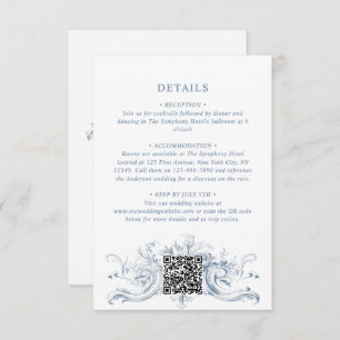 Regency Monogram Crest Wedding Details QR Informatiekaartje