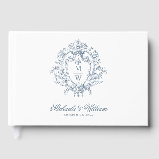  Regency Monogram Crest Wedding Gastenboek (Voorkant)