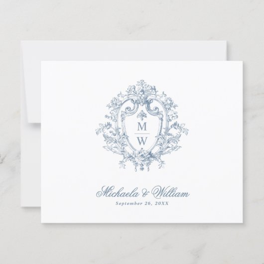 Regency Monogram Crest Wedding RSVP (Voorkant)