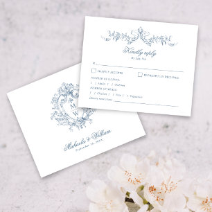  Regency Monogram Crest Wedding RSVP